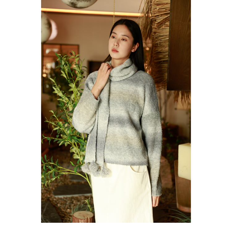 【首次PO价】西町村屋毛衣女浪漫渐变圈圈毛圆领上衣AD8104008