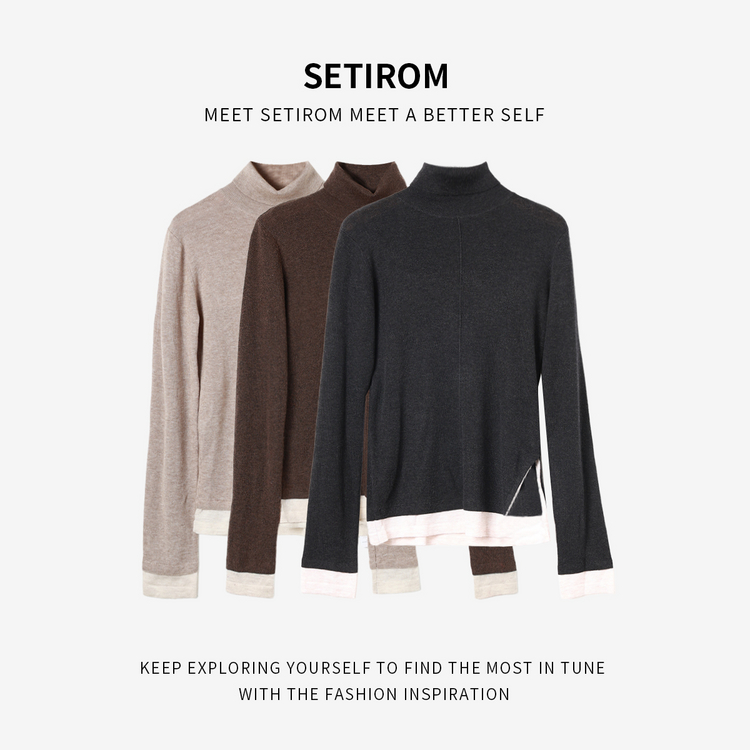 西町村屋简约叠搭设计针织衫女秋冬新款休闲百搭打底衫XH9D10138