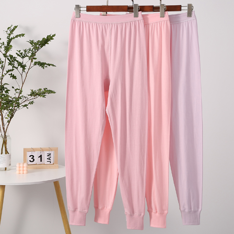 薄款纯色棉秋裤中老年女士宽松加裆高腰大码内穿线裤妈妈保暖单裤