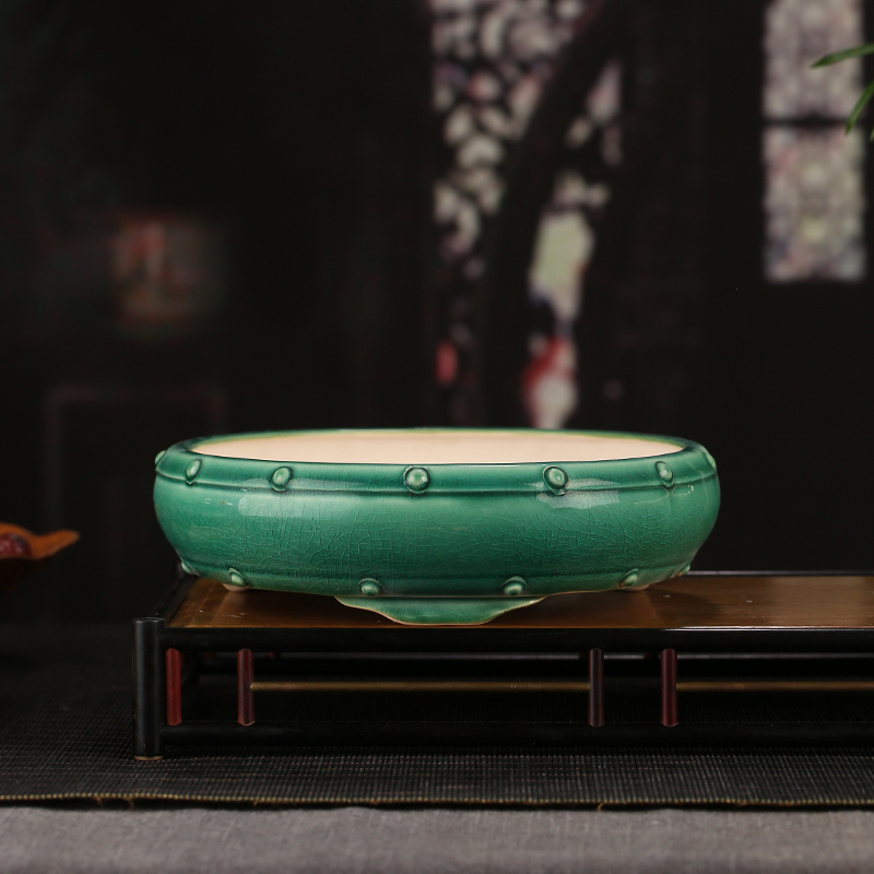 YZ59张治诚精品手工紫砂复古上下鼓丁小号手工圆口盆简约桌面装饰