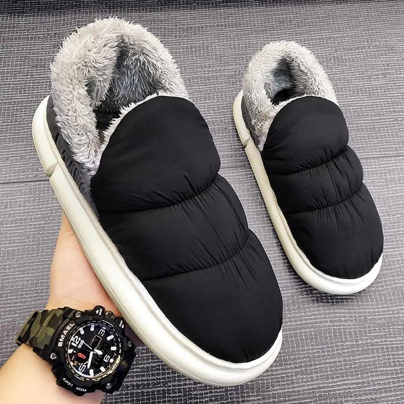 潮鞋男棉拖鞋冬季居家雪地靴加绒保暖加棉棉鞋大童防滑面包鞋户外