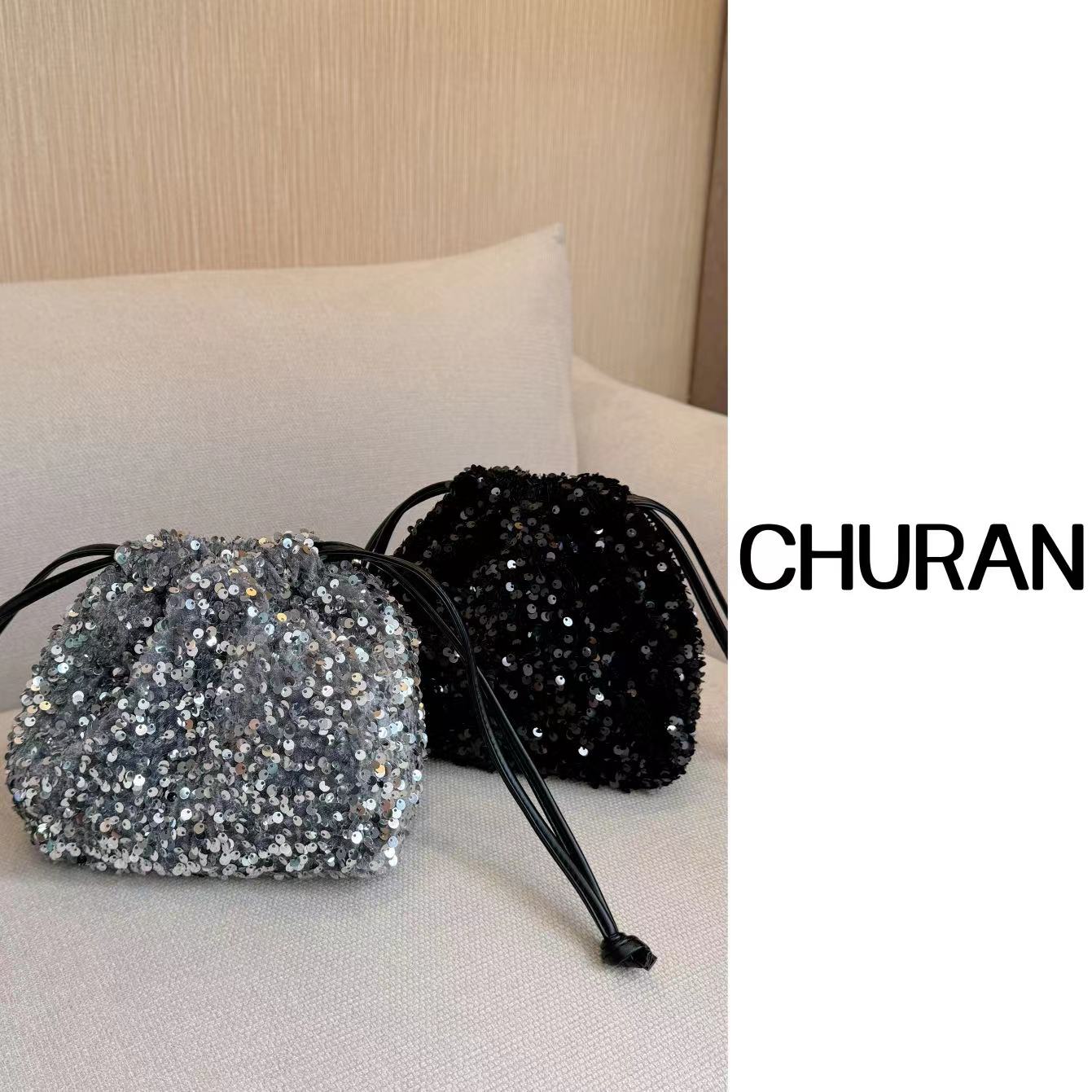 U.V.Y轻奢时尚感小众设计晚宴包亮片镶钻气质爆款女包美拉德宝藏