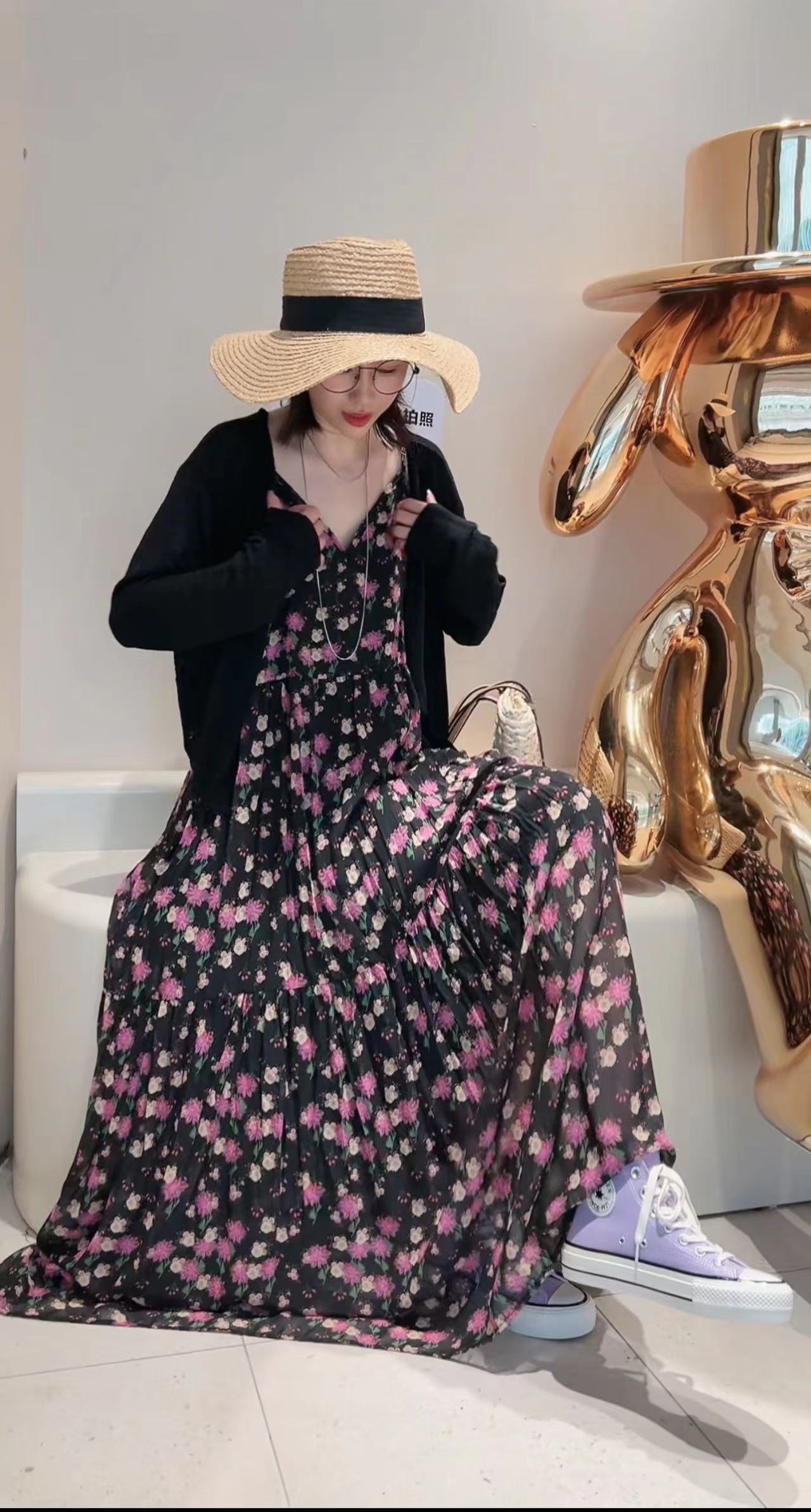 【紫花】系列百搭经典碎花连衣裙