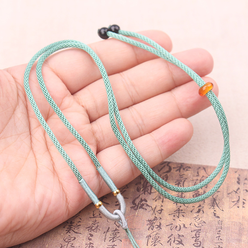 伸缩吊坠挂绳男女黑红项链绳编织玉佩编绳平安扣抽拉挂坠挂脖子绳