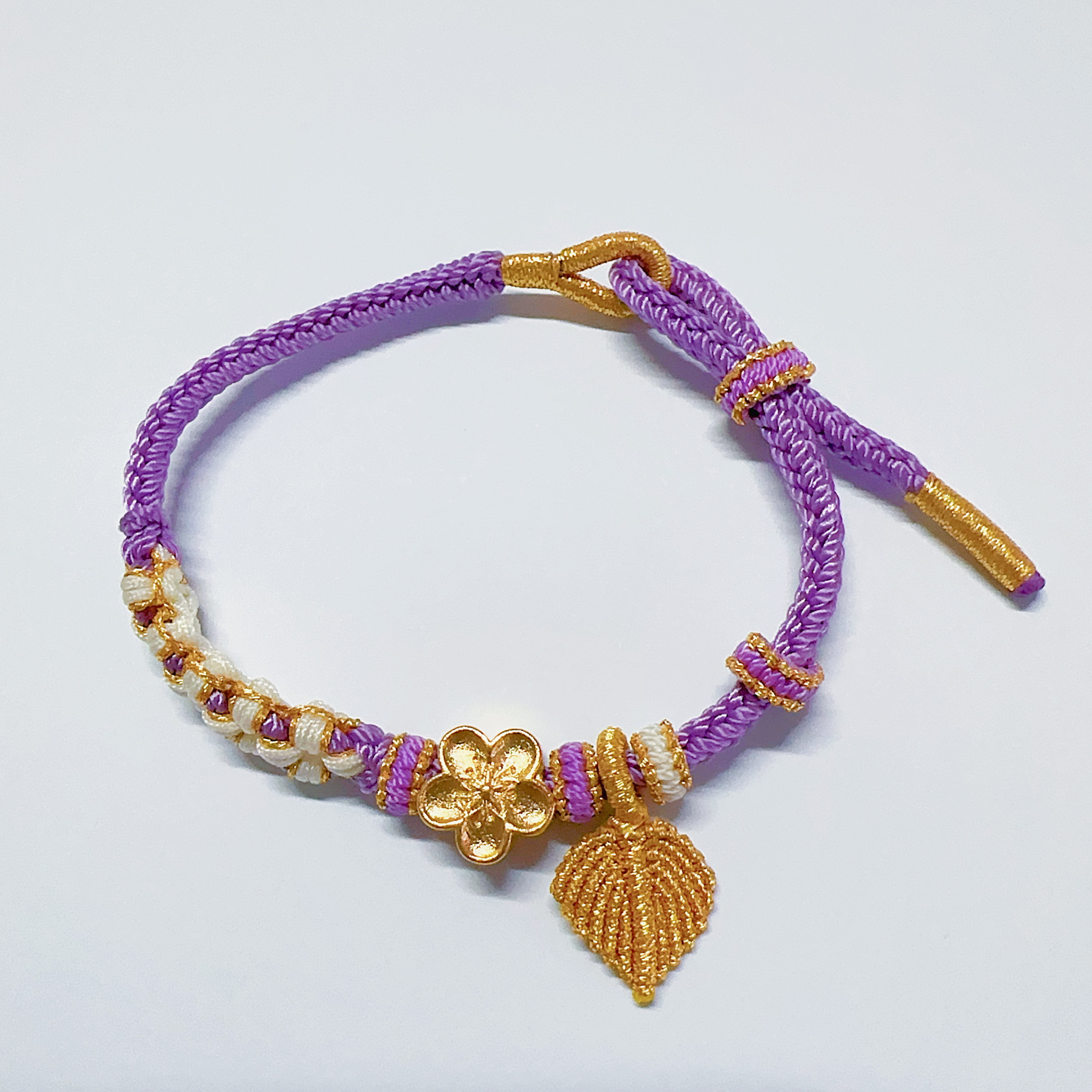 小清新手绳新款桃花手绳可调节闺蜜款紫色手绳