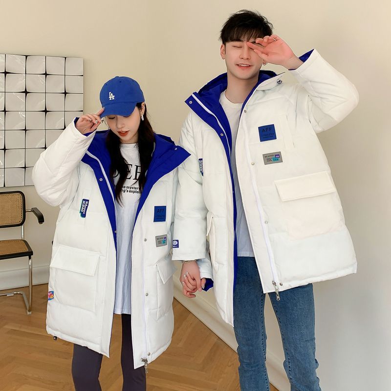 大码情侣外套双面俩穿2023最新中长款棉服宽松休闲厚棉衣冬季棉袄