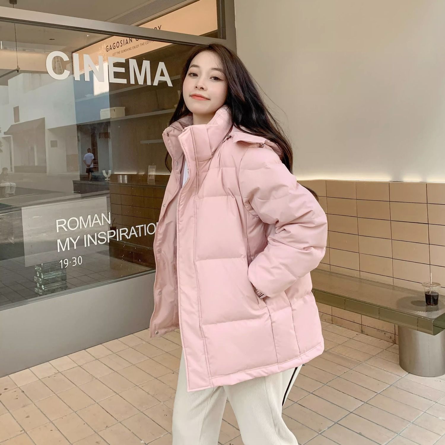 白鸭绒中戏羽绒服女短款2023年冬季新款加厚面包服男情侣韩版宽松