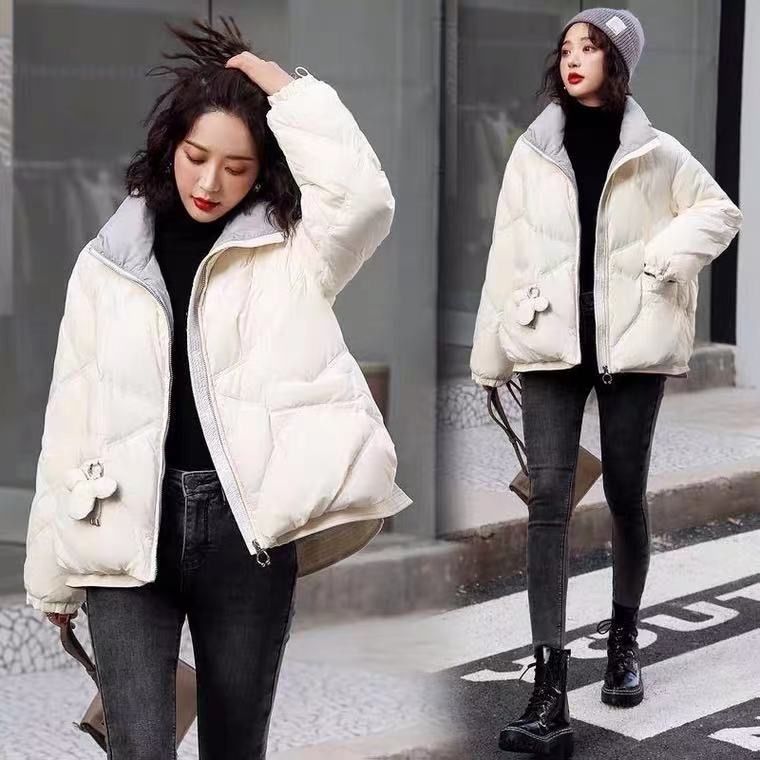 清仓特价羽绒服女短款立领小个子白鸭绒米奇挂件时尚面包服外套潮