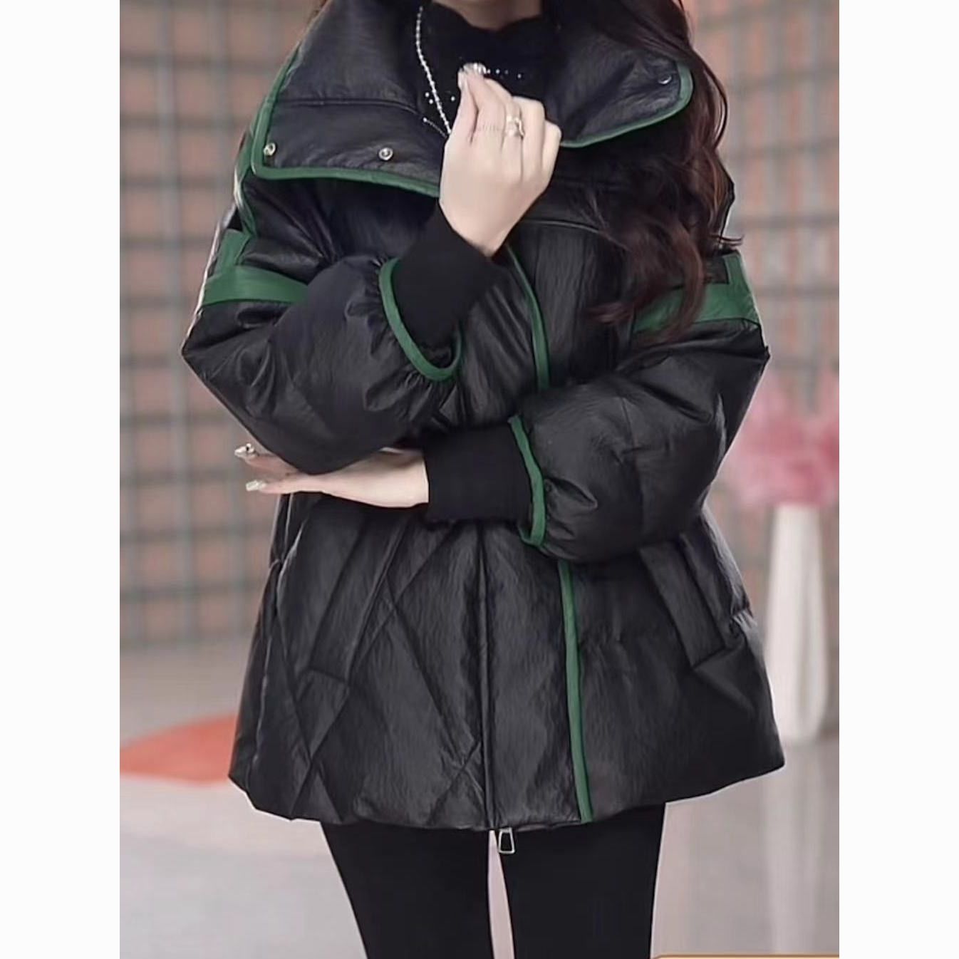 高档优质水洗蛋白皮羽绒服女2023冬季新款时髦洋气妈妈装加厚外套