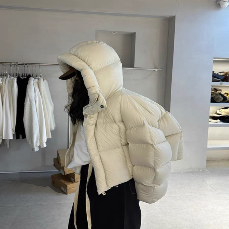2023冬季新款韩系hello家肯豆泡芙小个子羽绒服女短款面包服外套