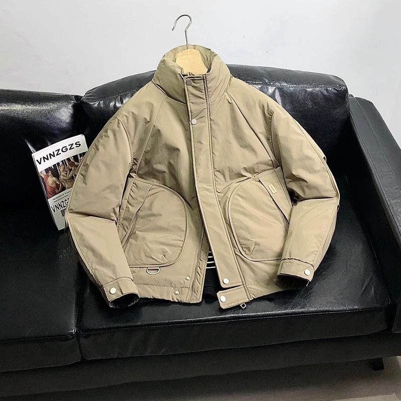 新品冬季立领羽绒服男士外套棒球领白鸭绒加厚夹克短款2023年潮牌