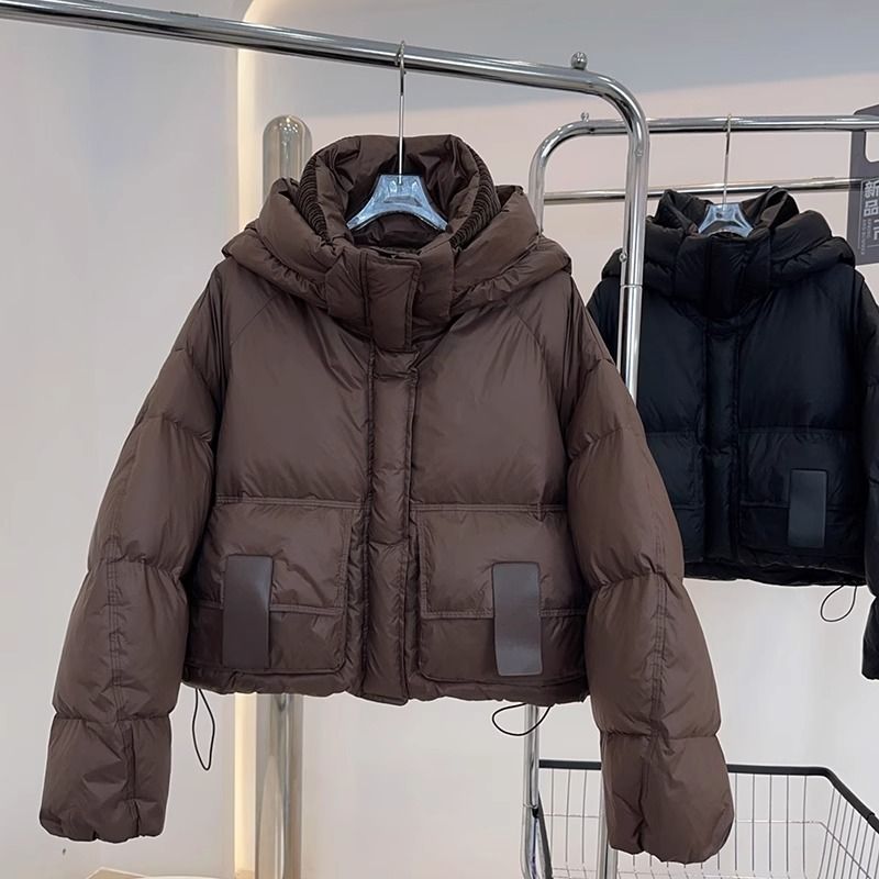 加厚短款羽绒服女洋气连帽宽松显瘦时尚白鸭绒外套冬季保暖面包服
