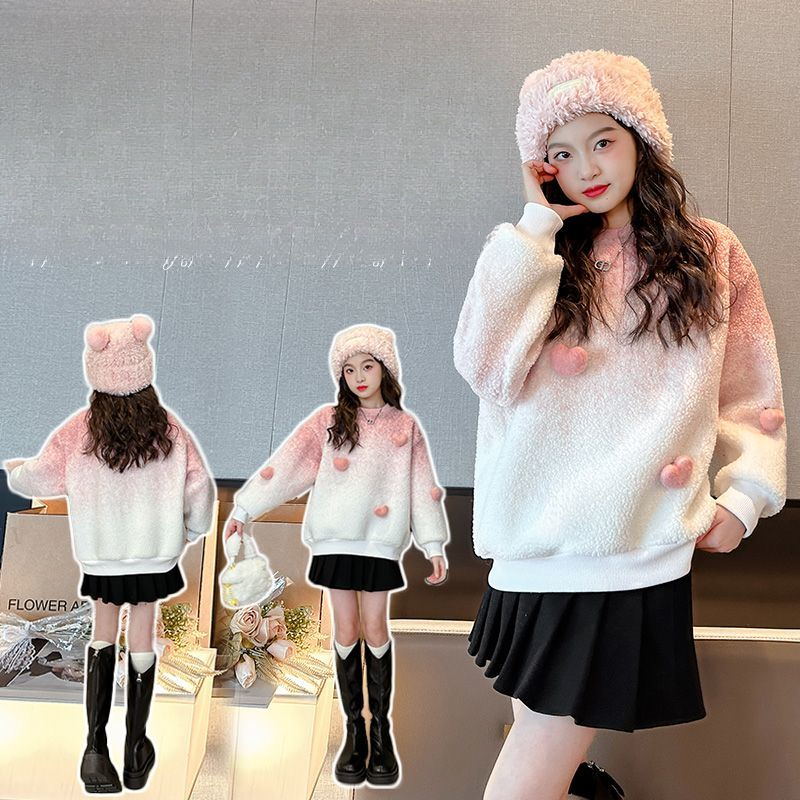 女童毛衣套头秋冬新款儿童加绒加厚打底衫女孩大童上衣