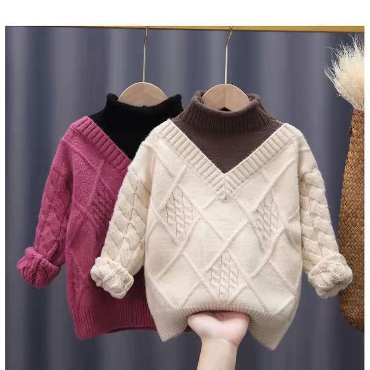 女童毛衣秋冬装2023新款韩版中大童女孩时尚儿童套头高领打底衫潮