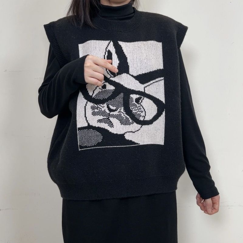 清仓爆款大码胖MM2023年秋季新款加厚宽松提花马甲毛衣女百搭套头