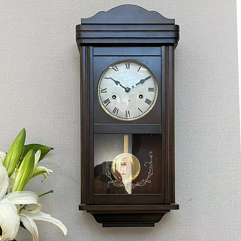 老式客厅实木机械挂钟打响半点整点报时复古摆钟经典中式中国风