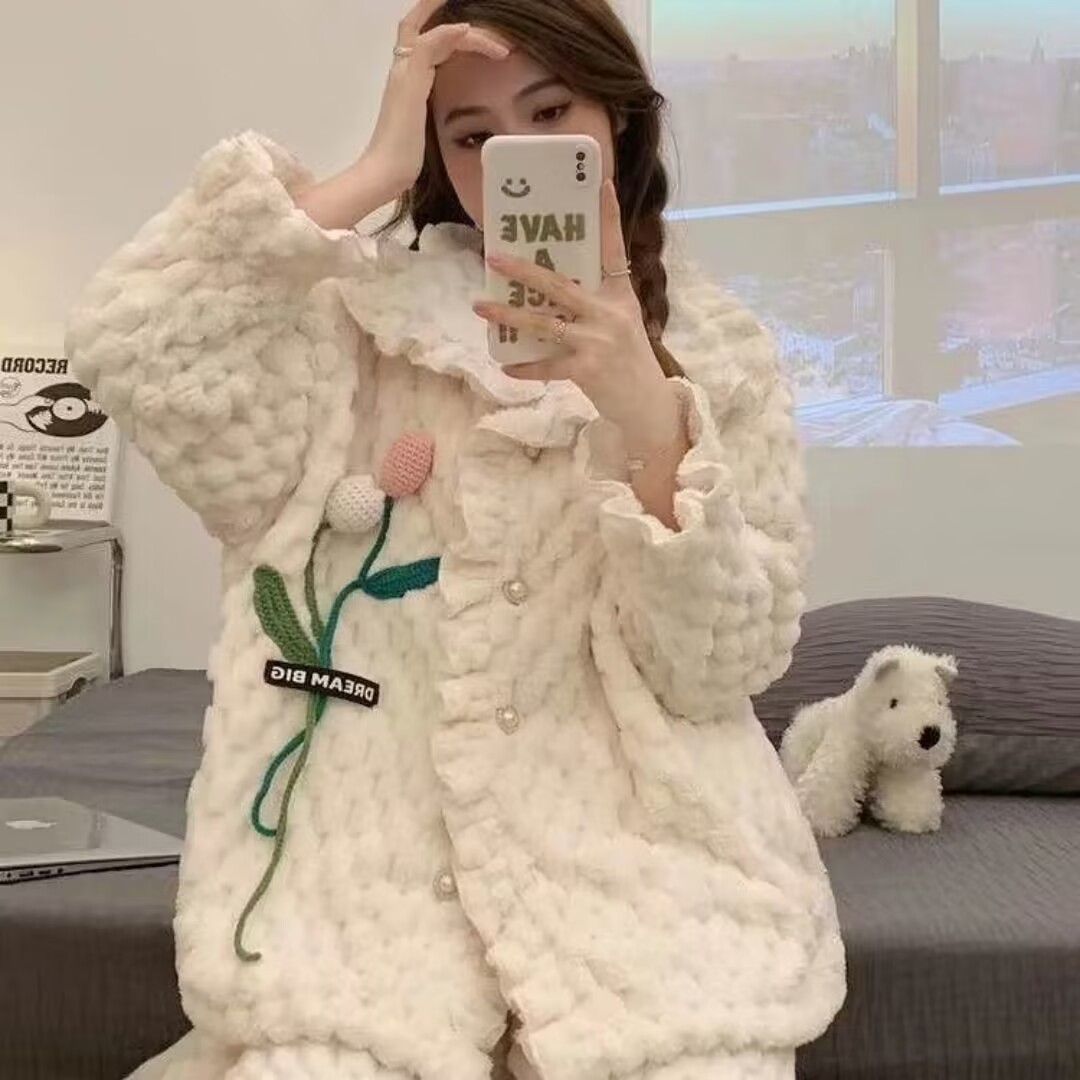 高品质家居服可外穿睡衣冬季厚实睡衣套装
