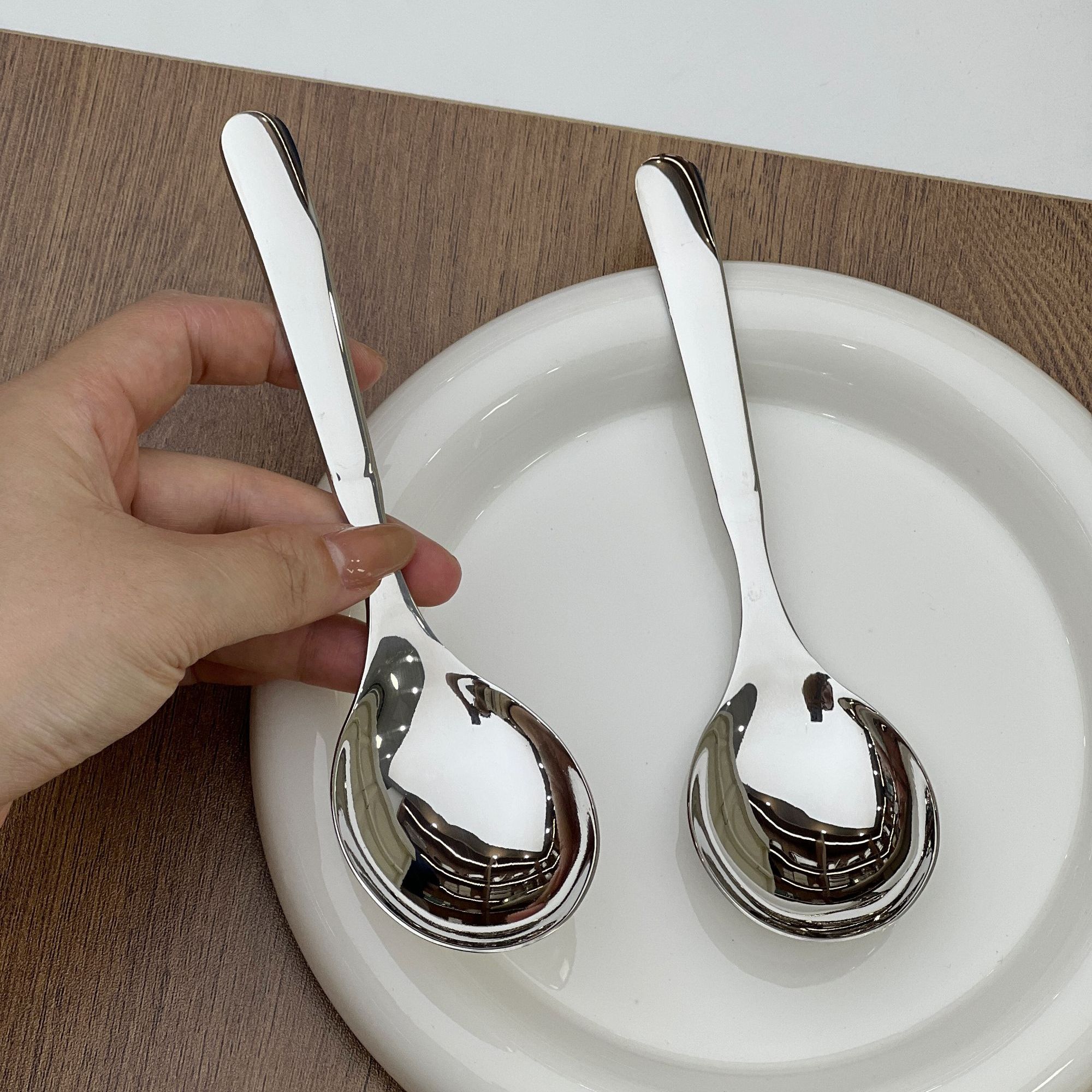 【1支起拍】304钢加深喝汤勺 圆勺吃饭加厚加深加宽勺子饺子勺 钢勺