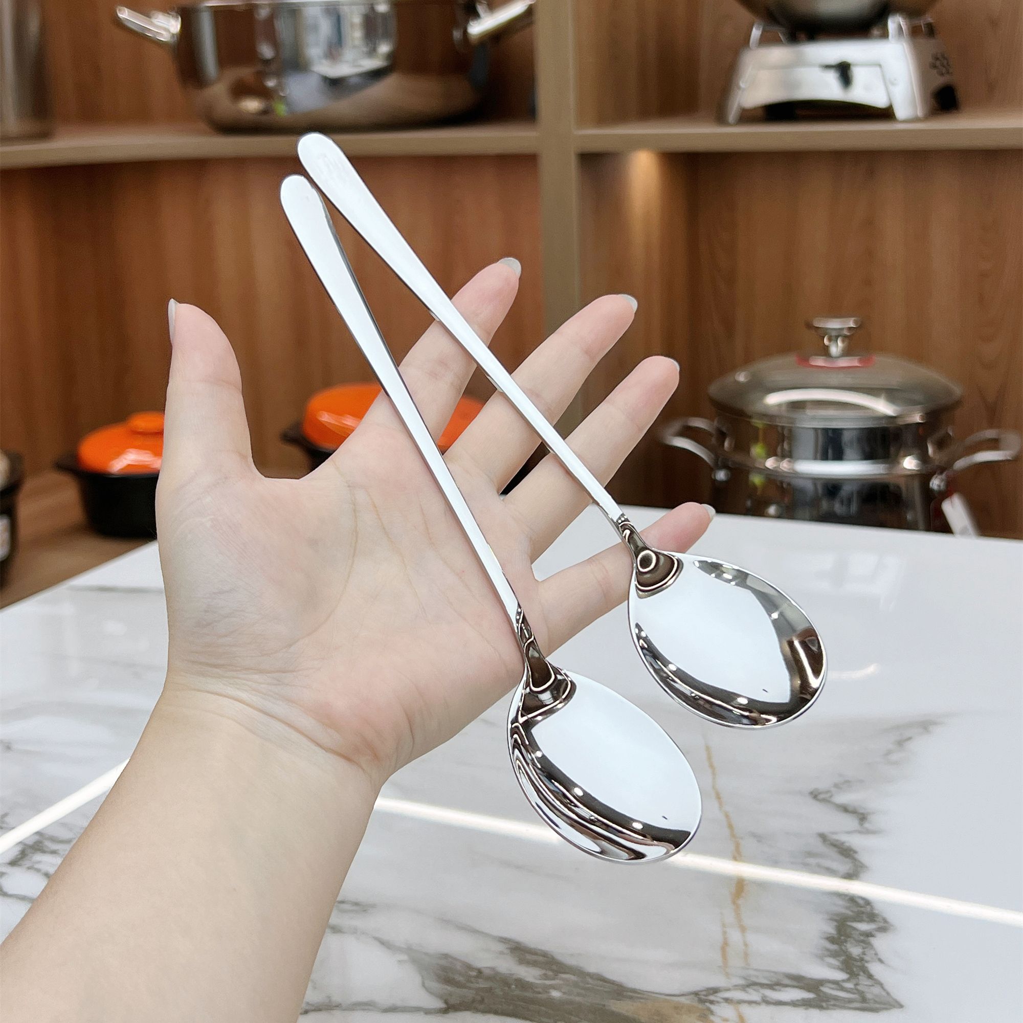 【二支装】SUS304不锈钢 干饭勺 家用长柄钢勺西餐勺