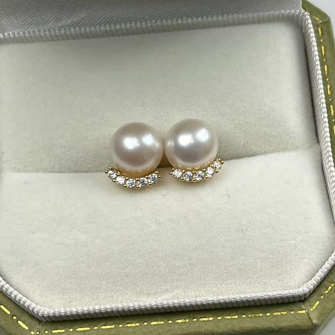 8-9mmS925银淡水无核睫毛耳钉