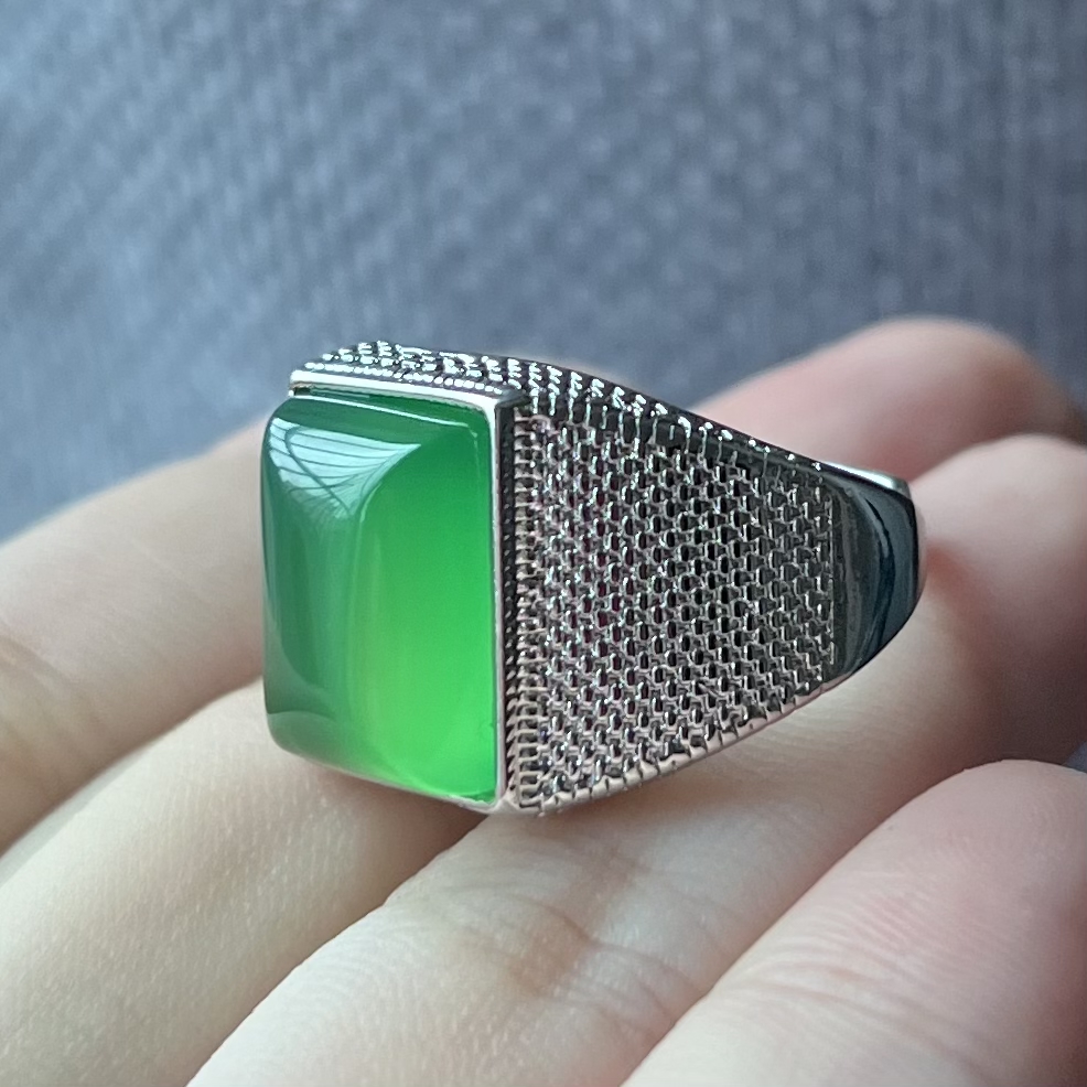 【富嘉珠宝】澳洲玉  澳绿宝方戒满天星款