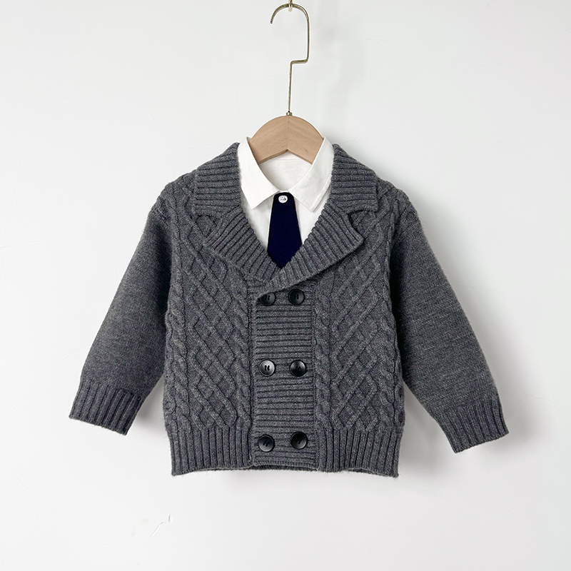 【秋季新款】儿童针织衫休闲宝宝中小童春秋季纯色开衫外套毛衣