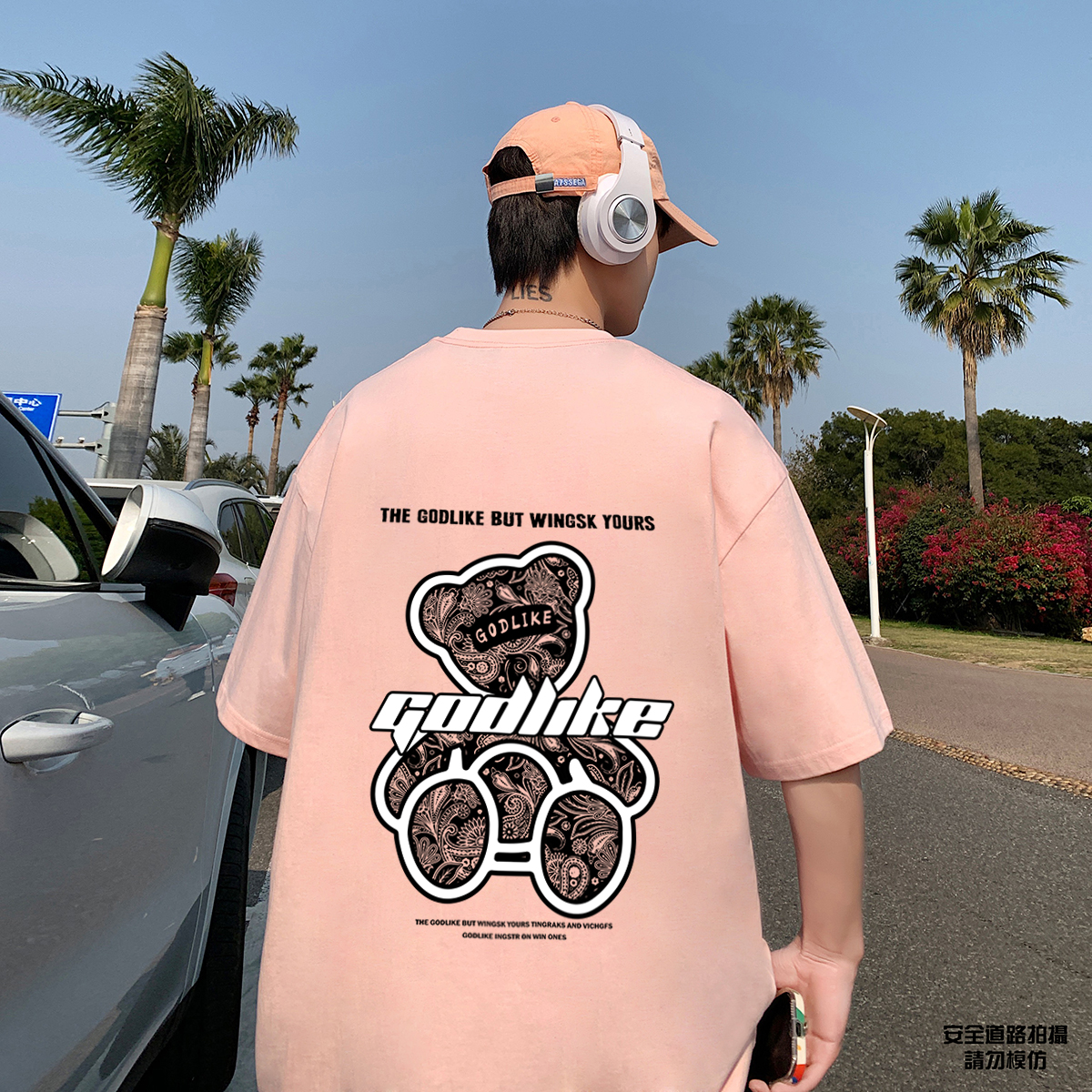 GODLIKE/古莱登夏季短袖T恤纯棉男女同款潮牌半袖纯棉宽松落肩t恤