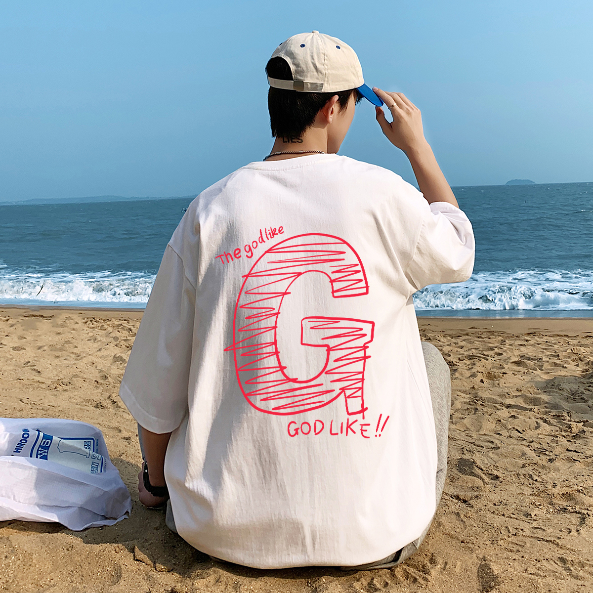 GODLIKE/古莱登夏季短袖T恤纯棉男女同款潮牌半袖纯棉宽松落肩t恤
