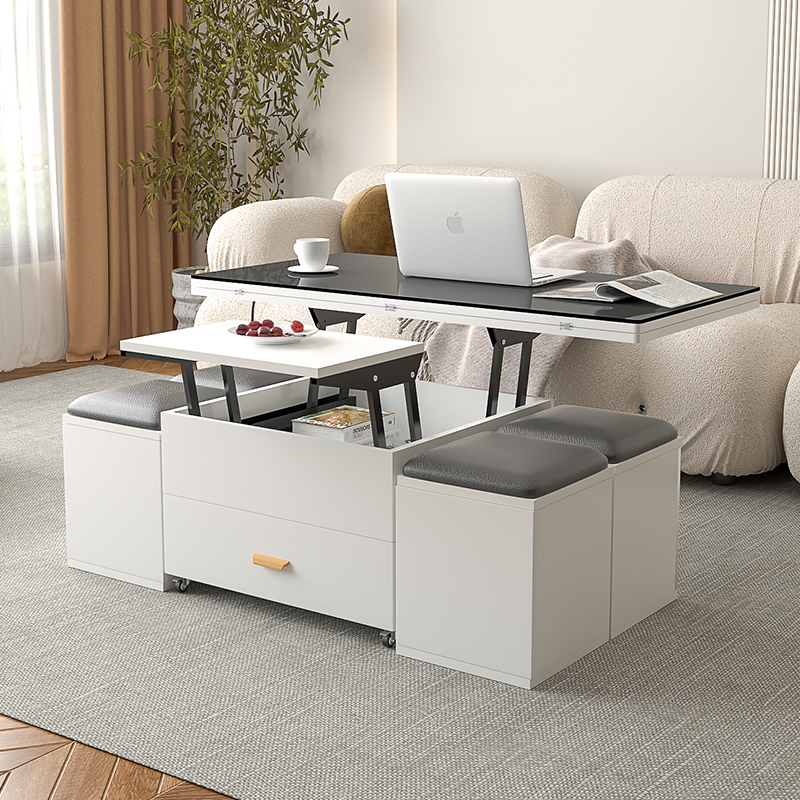 仕宇多功能茶几餐桌多用折叠升降中小户型茶几电视柜组合家用简约