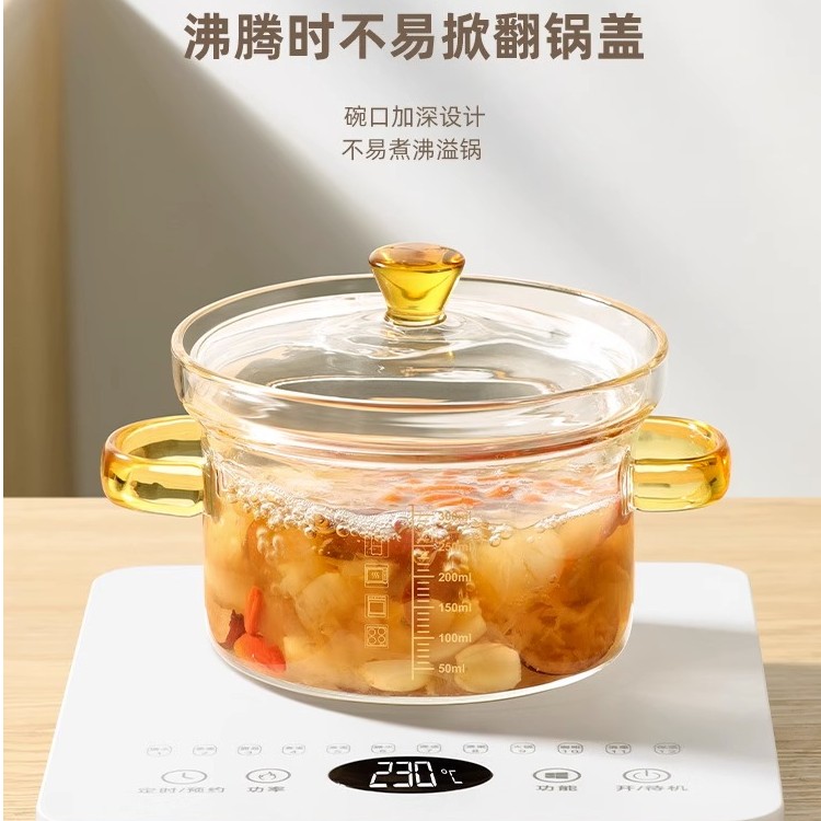 LISSA双耳蒸蛋碗玻璃蒸蛋羹专用碗婴儿家用耐高温燕窝隔水炖盅杯