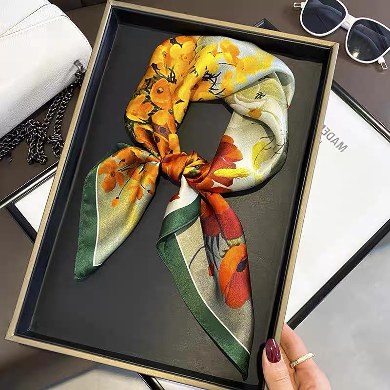 【木瑶定制】真丝桑蚕丝气质小方巾法式围巾