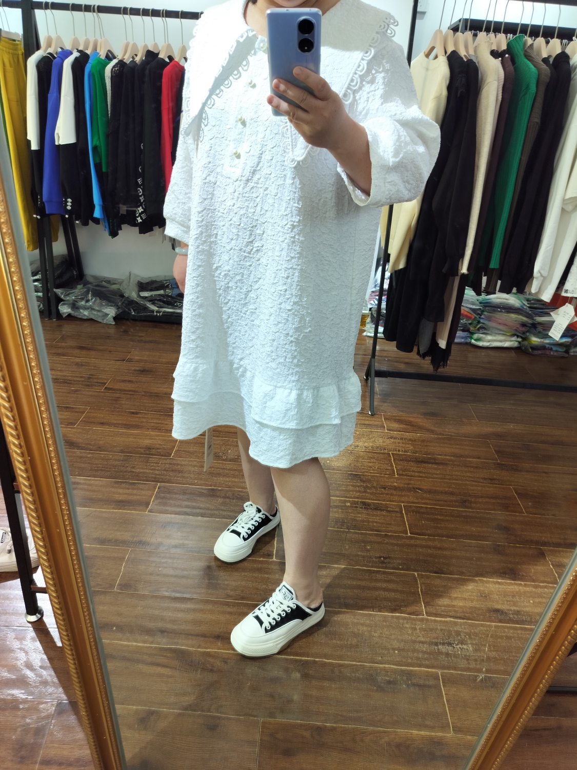 〔断码福利〕好来屋2023秋季新款洋气休闲遮肉中长款裙子22180