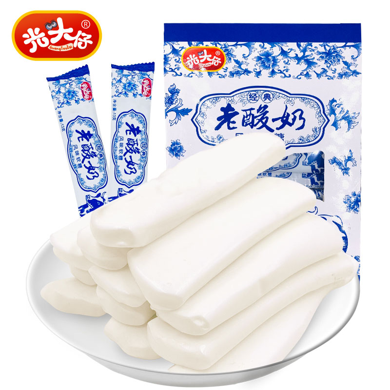 光头仔浓郁味道新鲜拉丝软糖喜糖奶味粘牙香浓酸甜老酸奶奶糖精致