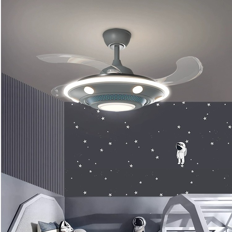 隐形风扇灯2023年新款高端儿童房卧室灯静音护眼男孩女孩风扇吊灯