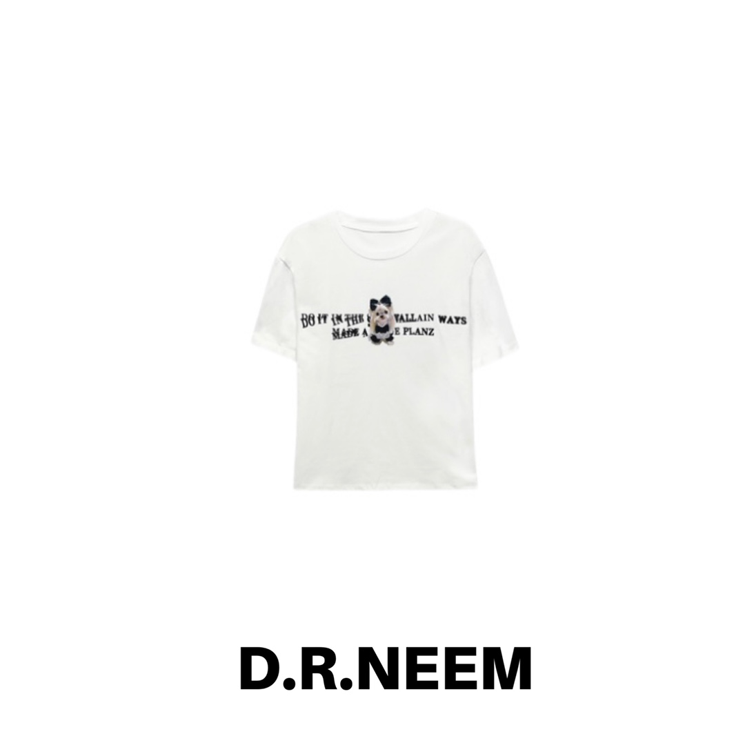 DRN 小狗字母印花T恤  