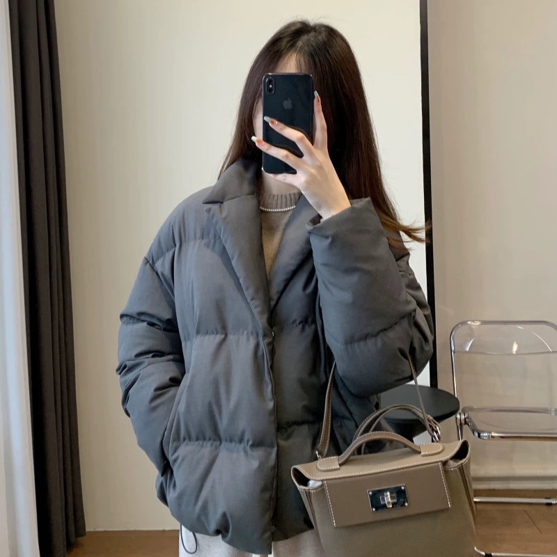 新款时尚百搭简约高品质纯色气质鹅绒保暖羽绒服