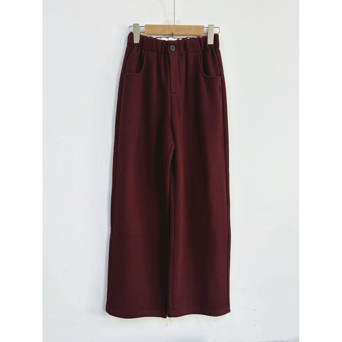 新款时尚百搭高腰简约百搭显瘦洋气加绒阔腿裤