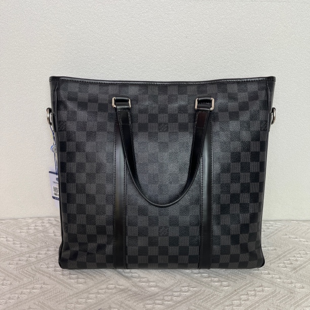 95新 LouisVuitton/路易威登 2691/黑棋盘格小号手提托特包