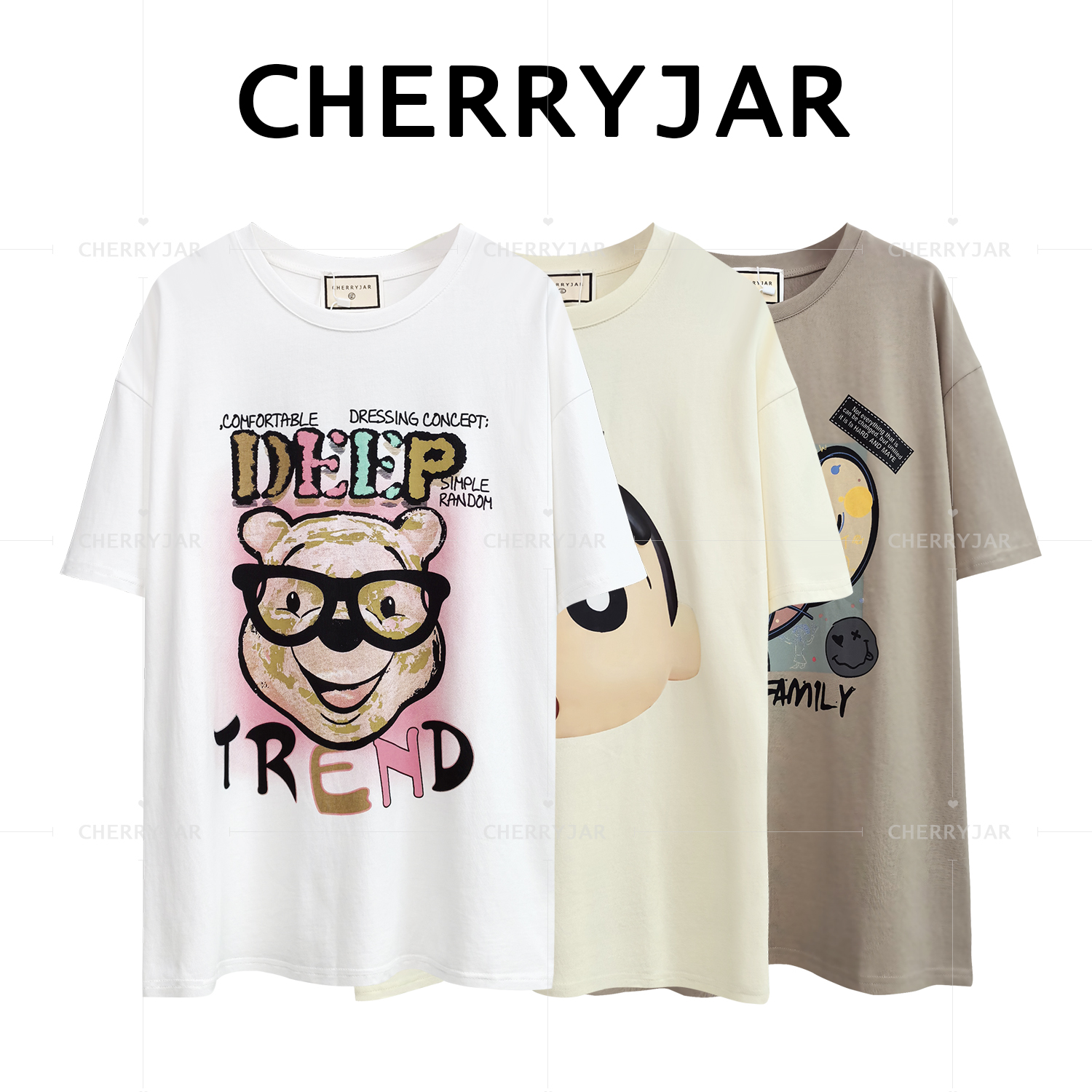 Cherryjar◉【短袖2】韩版卡通印花短袖t恤女新款式时尚休闲百搭