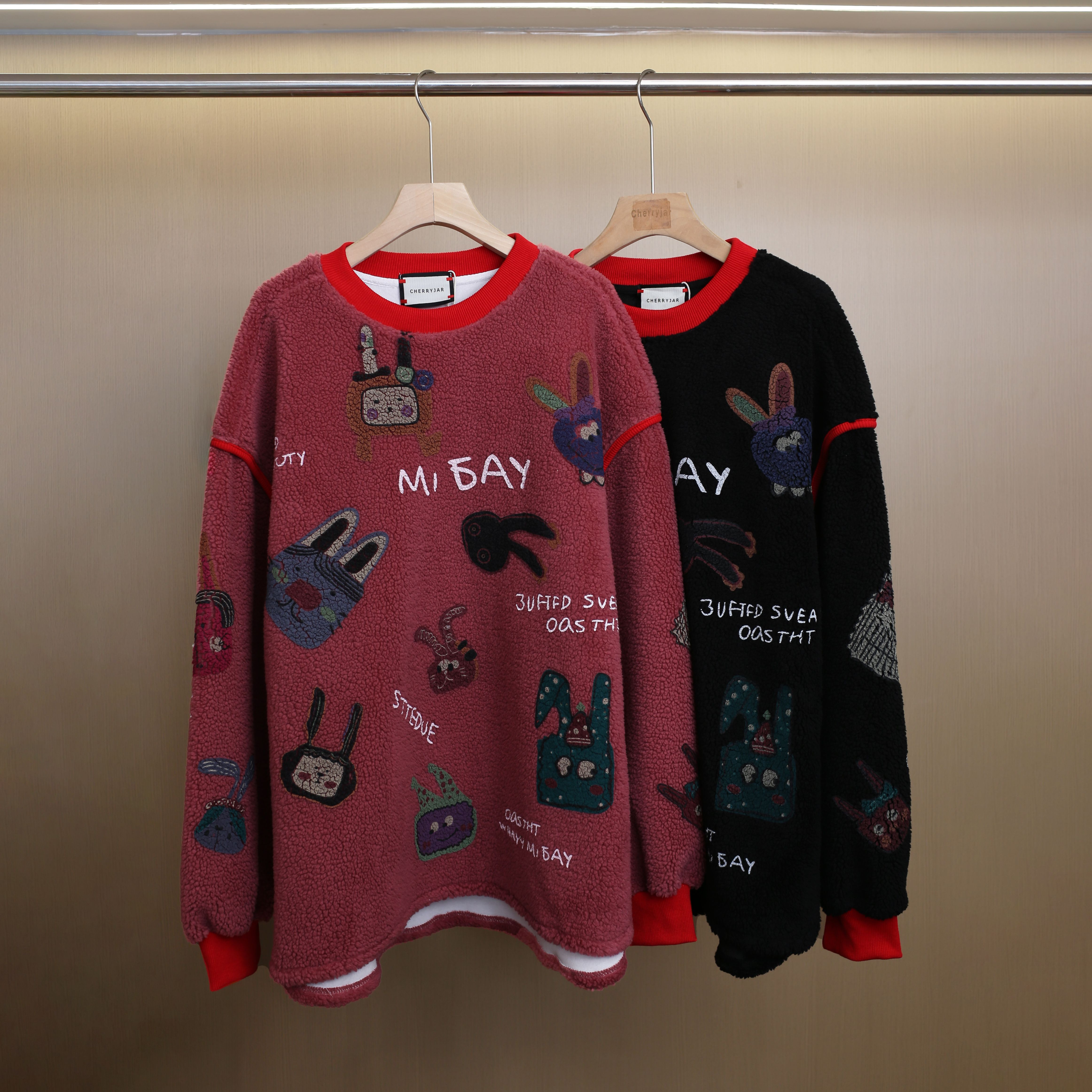 【卫衣】2024新款圆领宽松套装女秋冬大版中长款显瘦遮肉印花潮