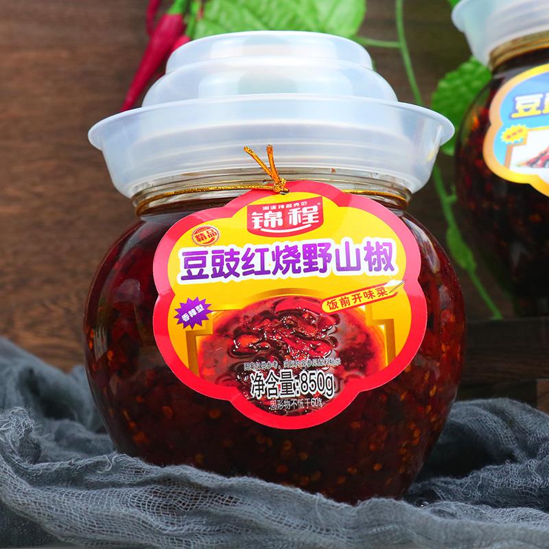 超辣辣椒酱湖南特产锦程特辣猛辣豆豉红烧野山椒酱下饭菜拌面笋1g