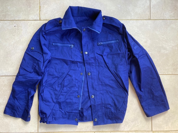 海蓝色夏季的确良工作服上衣 拉链款夹克工装服单上衣