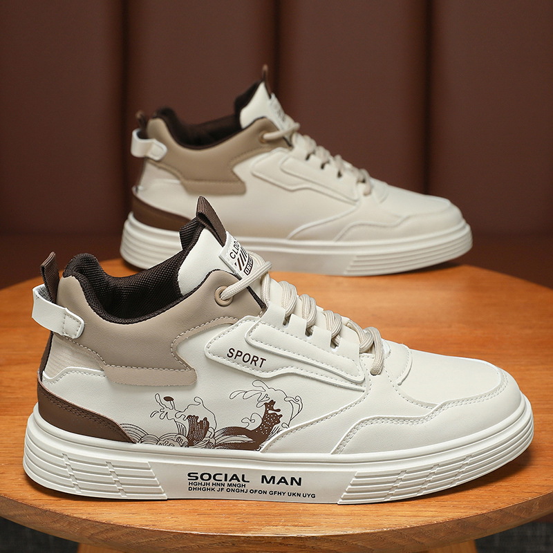 回力潮品秋季男鞋新款高帮鞋子男款潮流百搭小白鞋厚底运动鞋休闲