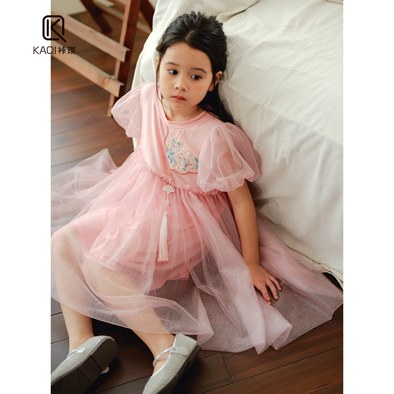 【裃琪童装】【如意】春夏季新款女童公主宝宝中国风网纱连衣裙90096