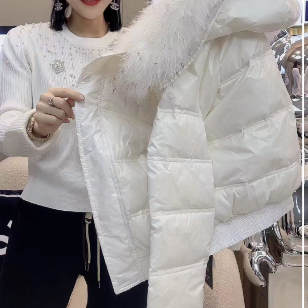 新款羽绒棉服短款小个子羽绒棉服女2023年韩版修身显瘦大毛领外