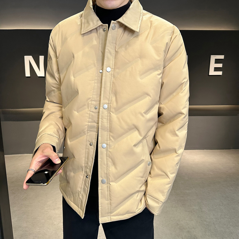 新款2023年冬季羽绒棉服男士加厚保暖中老年翻领商务休闲羽绒