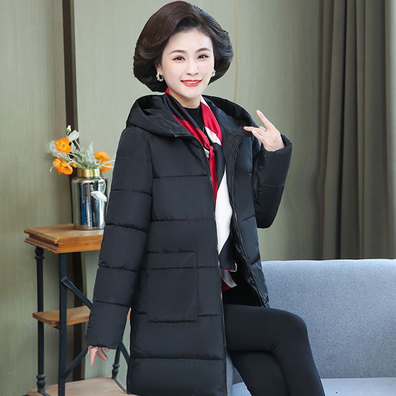 新款洋气妈妈装中长款羽绒棉服冬季中老年人棉衣加肥加大加厚