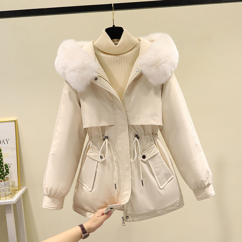 新款小个子派克服女2023年冬季韩版宽松加厚加绒百搭厚羽绒棉服A