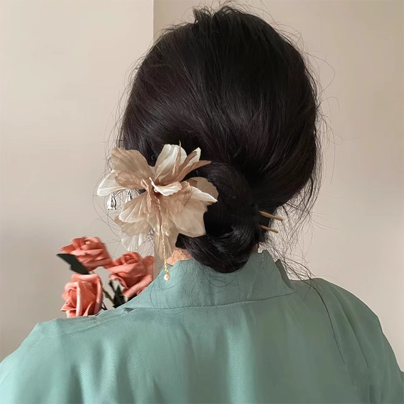 花朵发簪新中式古风流苏发钗女高级感2024新款簪子气质国风头饰