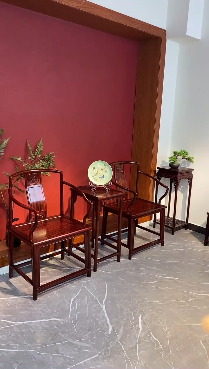 【闪购商品】黑酸枝木类成套家具南宫椅三件套